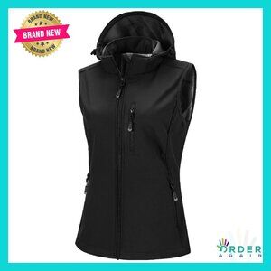 Lightweight Softshell Vest Hooded Fleece Lined Windproof Sleeveless Jacket